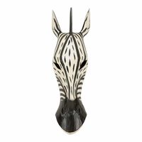 Houten Muurdecoratie Masker Zebra Zwart-Wit - thumbnail