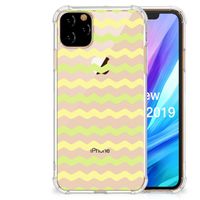 Apple iPhone 11 Pro Max Doorzichtige Silicone Hoesje Waves Yellow - thumbnail