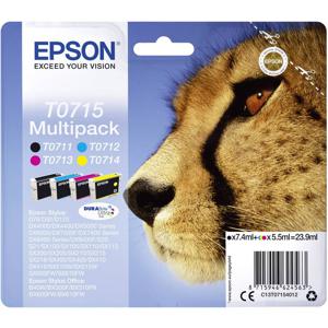 Epson Inktcartridge T0715 Origineel Combipack Zwart, Cyaan, Magenta, Geel C13T07154012