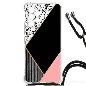 Samsung Galaxy A53 Shockproof Case Zwart Roze Vormen