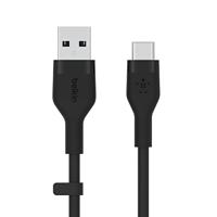 Belkin BoostCharge Flex siliconen USB Type C/A-kabel, USB-IF-gecertificeerde USB-C-laadkabel voor iPhone 16, iPhone 15 Plus/Pro/Pro Max, Samsung Galaxy S24, Pixel, iPad, Nintendo Switch, 1 m, zwart