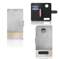 Motorola Moto Z2 Force Book Style Case Wood Concrete