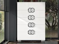 Hoge commode DAPHNE 5 lades hoogglans wit