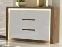 Dressoir LIVOCO 2 deuren 3 lades ribbec eik/wit - thumbnail