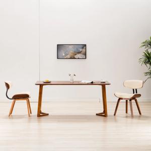 Eetkamerstoelen 2 st gebogen hout en kunstleer crmekleurig