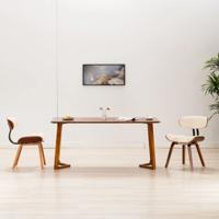 Eetkamerstoelen 2 st gebogen hout en kunstleer crmekleurig - thumbnail