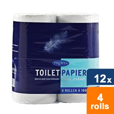 Propia - Toiletpapier 2-laags tissue - 12x 4 rollen