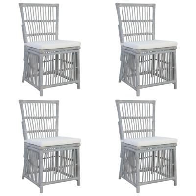 vidaXL Eetkamerstoelen met kussens 4 st natuurlijk rattan grijs vidaXL Eetkamerstoelen met kussens 4 st natuurlijk rattan grijs