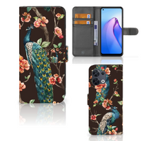 OPPO Reno8 Telefoonhoesje met Pasjes Pauw met Bloemen