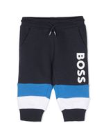 BOSS Kidswear pantalon de jogging rayé à logo imprimé - Bleu