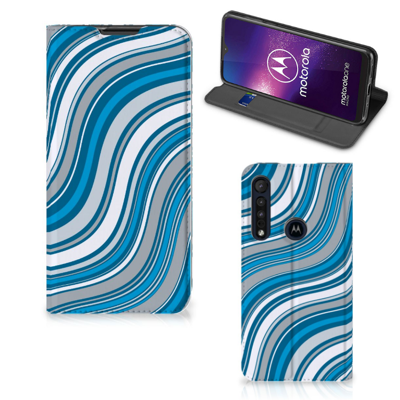 Motorola One Macro Hoesje met Magneet Waves Blue