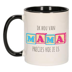 Bellatio Decorations Cadeau koffie/thee mok voor mama - zwart - liefde - keramiek - Moederdag   -