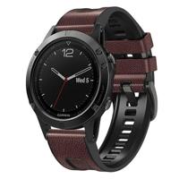 By Qubix - leer + siliconen bandje - Donkerbruin - Compatible met Garmin Fenix 8-51mm - Compatible Garmin bandje