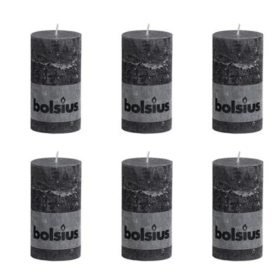 Bolsius Stompkaars rustiek 130x68 mm antraciet 6 st