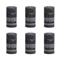 Bolsius Stompkaars rustiek 130x68 mm antraciet 6 st