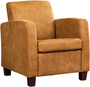 Bruine leren landelijke fauteuil Joy - poot hout bruin - Kenia Leer Walnut (bruin leer)