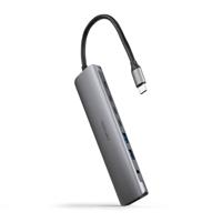 NANOCABLE 10.16.4608 8-in-1 USB-C Hub, USB-C 3.1 naar 2 x USB-A 3.0 + 3x USB-C 3.0 + USB-C PD + HDMI 4K @ 60Hz + Audio Jack 3.5, Aluminium, Grijs, 18 cm