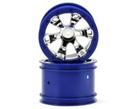 Wheels, geode 2.2" (chrome, blue beadlock style) (12mm hex) (2) - thumbnail