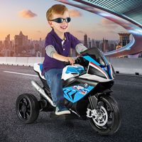 Elektrische Motorfiets 6V voor Kinderen van 3-8 Jaar 3 km/u met USB-Muzieklampje Motorvoertuig 3 Wielen met Comfortabele Stoel Blauw