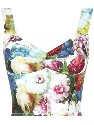 Dolce & Gabbana haut-bustier à fleurs - Blanc