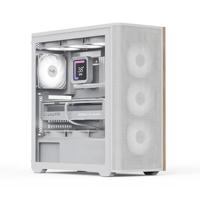 AeroCool D501A Mid Tower-behuizing, houtgeaccentueerd gaasfront, 360 mm radiatorondersteuning, 11 ventilatorsleuven, 400 mm GPU, ATX/m-ATX/Mini-ITX, magnetische stoffilters, SPCC-staalconstructie,