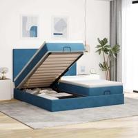 vidaXL Ottoman bed met matrassen en LED's 180x200cm fluweel donkerblauw, bedframe, ottoman bedframe, bedframe met opbergruimte onder het bed