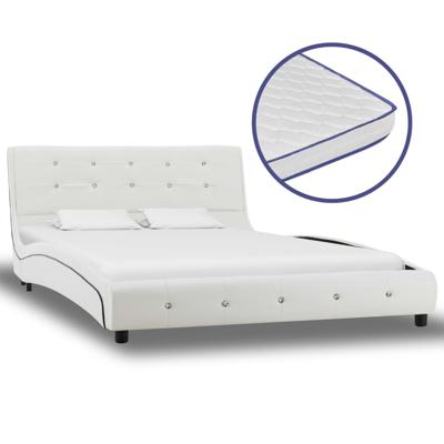vidaXL Bed met traagschuim matras kunstleer wit 120x200 cm vidaXL Bed met traagschuim matras kunstleer wit 120x200 cm