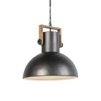 QAZQA Industriele hanglamp donkergrijs met mango hout - Mangoes - thumbnail