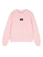 Dolce & Gabbana Kids sweat en coton à logo appliqué - Rose - thumbnail