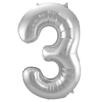 Folieballon 3 jaar ZILVER voor lucht of helium MEGA