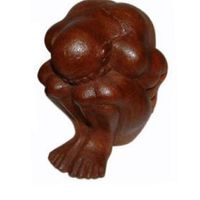 Houten Beeldje Yogi Jongkok (ca. 6 x 6 x 6 cm)