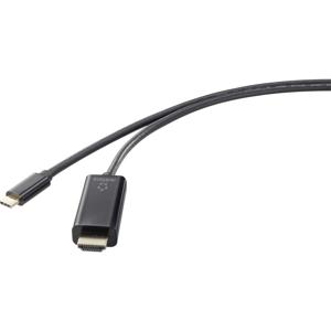 Renkforce USB-C / HDMI Adapterkabel USB-C stekker, HDMI-A-stekker 1.80 m Zwart UHD 4K @ 60 Hz RF-4531592 USB-C-displaykabel