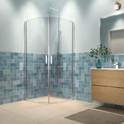 Douchecabine Sealskin Inc. kwartrond tweedelig 8 mm helder veiligheidsglas met antikalklaag 100x100x200 cm Zilver Douchecabine Sealskin Inc. kwartrond tweedelig 8 mm helder veiligheidsglas met antikalklaag 100x100x200 cm Zilver