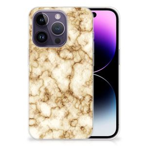 Apple iPhone 14 Pro TPU Siliconen Hoesje Marmer Goud