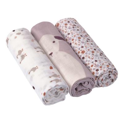Lässig Heavenly soft swaddle doek / luier L 3 stuks Tiny Farmer Flowers 80 x 80 cm
