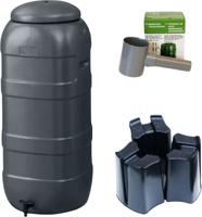 Regenton Mini rainsaver 100 liter antraciet + 3-delige voet + vulautomaat