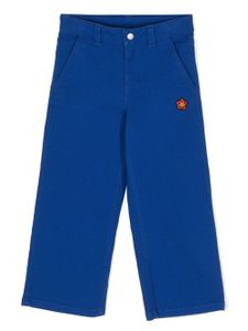 Kenzo Kids pantalon en coton à patch logo - Bleu