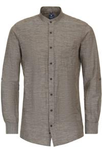 Redmond Casual Regular Fit Linnen Overhemd bruin, Effen