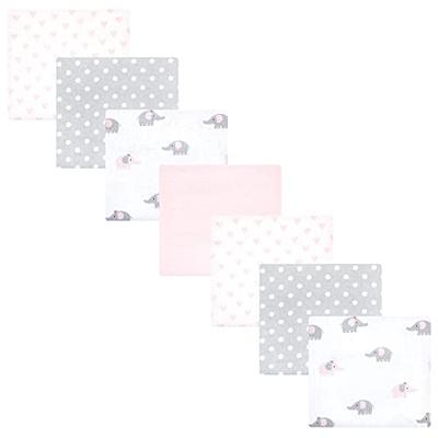 Hudson Baby Unisex Baby Cotton Flannel Receiving Blankets Bundle, Pink Gray Elephant, One Size