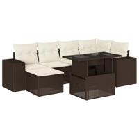 vidaXL 7-delige Loungeset met kussens poly rattan bruin