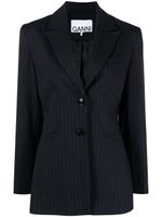 GANNI blazer boutonné à fines rayures - Noir