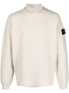 Stone Island Compass-patch fleece-texture jumper - Tons neutres