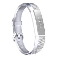 By Qubix - Compatible met Fitbit Alta Siliconen bandje - Maat: Large - Zilver - Compatible fitbit bandje