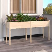 Plantenbak met voering 161x45x76 cm massief vurenhout