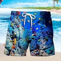 Voor heren Boardshorts Zwemshorts Lange zwembroeken Zomer korte broeken Strandshorts Trekkoord met Mesh-voering Elastische taille Grafisch Vissen Oceaan Ademend Sneldrogend Korte Feestdagen Strand Lightinthebox