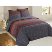 Vision Rodrigo Quilt Set 100% Katoen - 200 X 200 Cm - Grijs En Steenrood