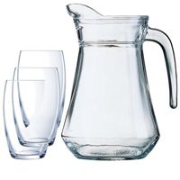 Luminarc karaf schenkkan van glas 1300 ml met 6x stuks Versailles luxe waterglazen - thumbnail