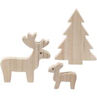 Creotime Rendieren met kerstboom 6+12+15 cm x 1,5 cm