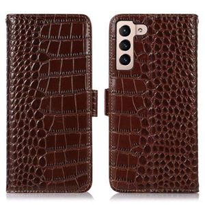 Crocodile Series Samsung Galaxy S23+ 5G Wallet Leren Hoesje met RFID - Bruin