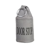 Grijze deurstopper met ring 28 cm canvas   - - thumbnail